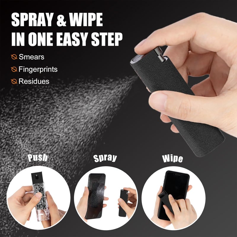 walrfid 2 Pack Car Screen Cleaner, Computer Screen Cleaner Spray and Wipe, Laptop Cleaning Mist Kit for Electronic iPad, iPhone, Phone, MacBook, TV, Monitor, Tablet Display, with Graffiti Case, Black - Image 3